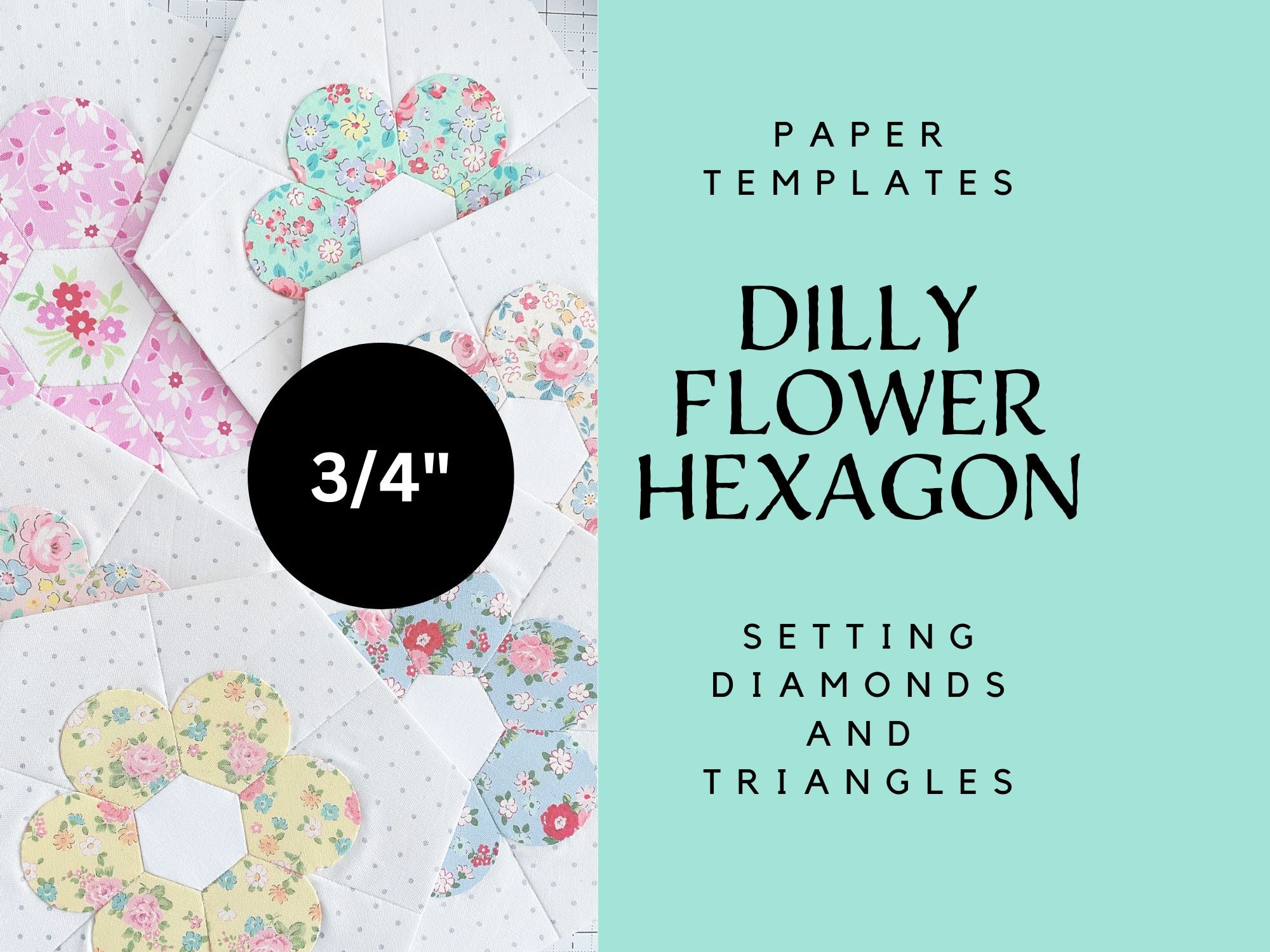 3/4" Dilly Flower Hexagon Setting Diamonds and Triangles