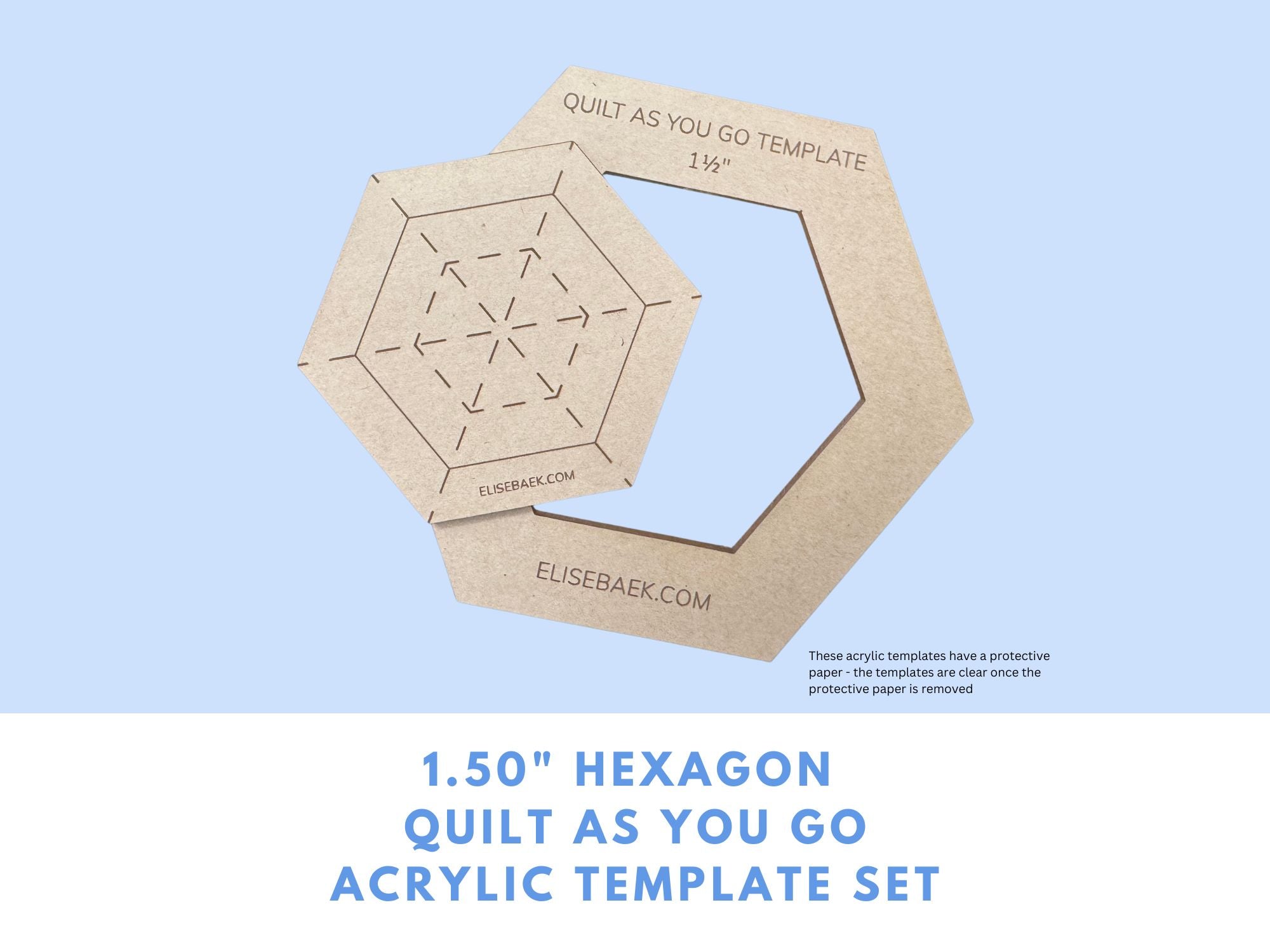 1.5" Hexagon Quilt As You Go Template Set