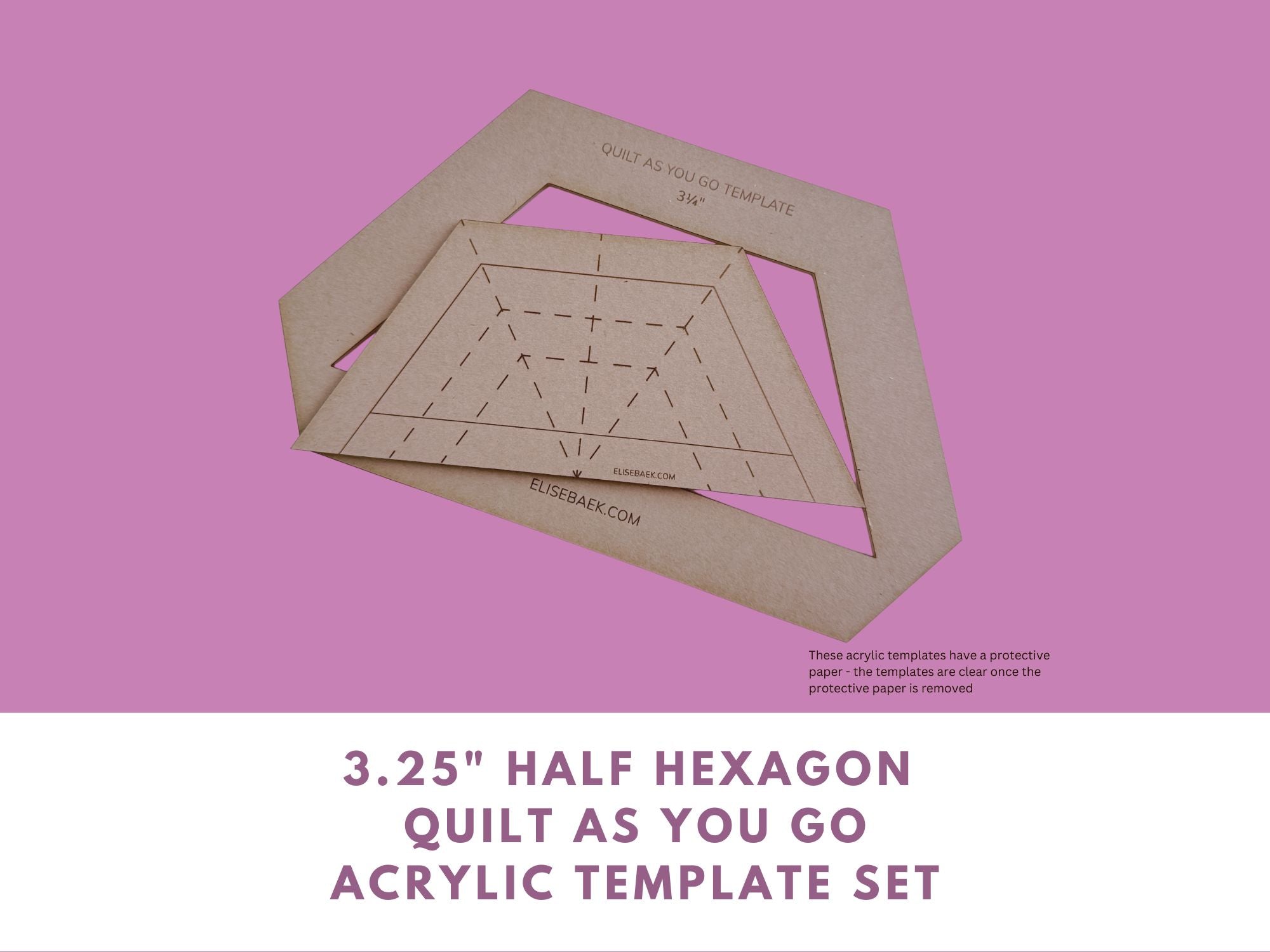 3.25" Half Hexagon Quilt As You Go Template Set