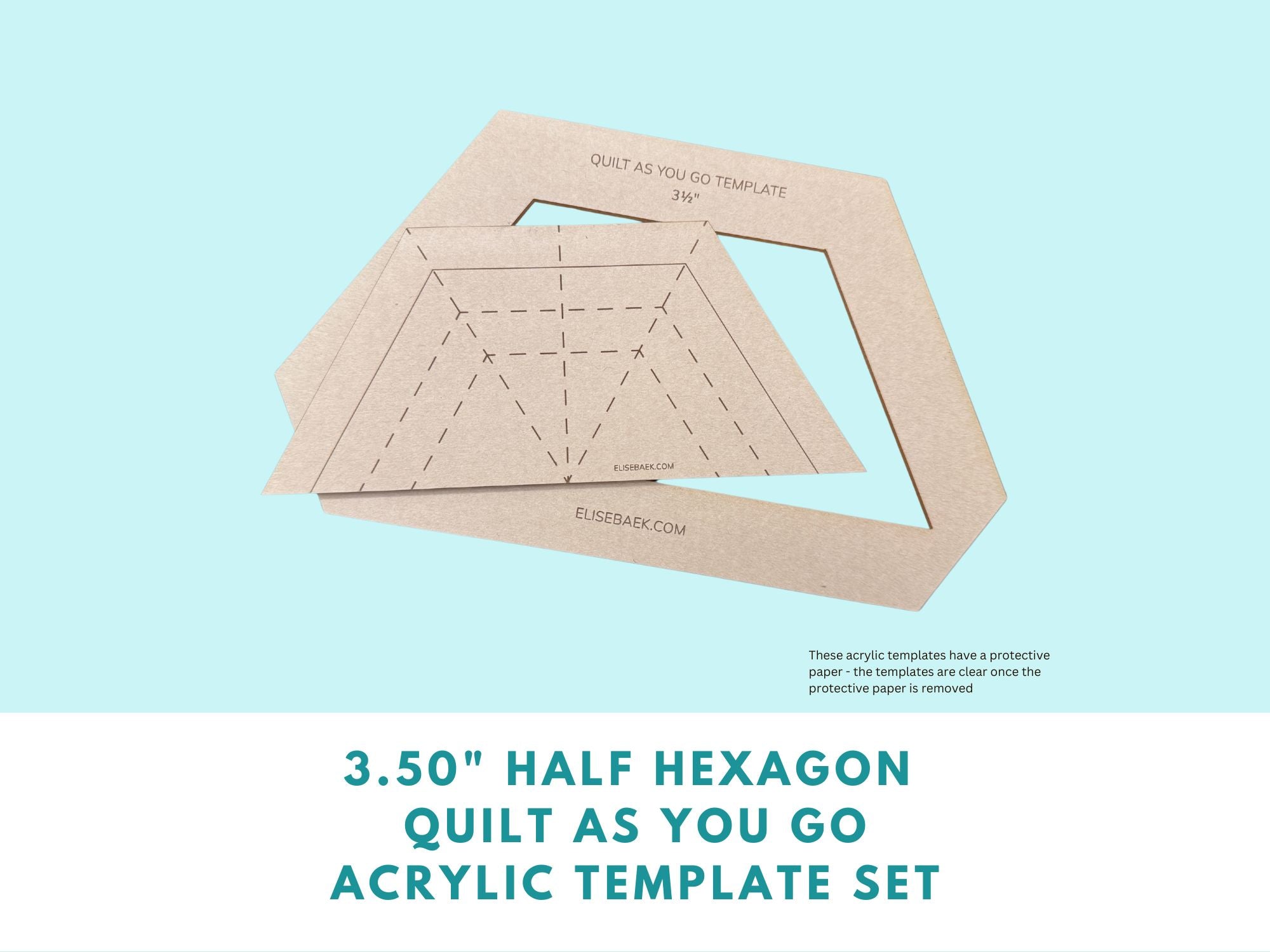 3.5" Half Hexagon Quilt As You Go Template Set