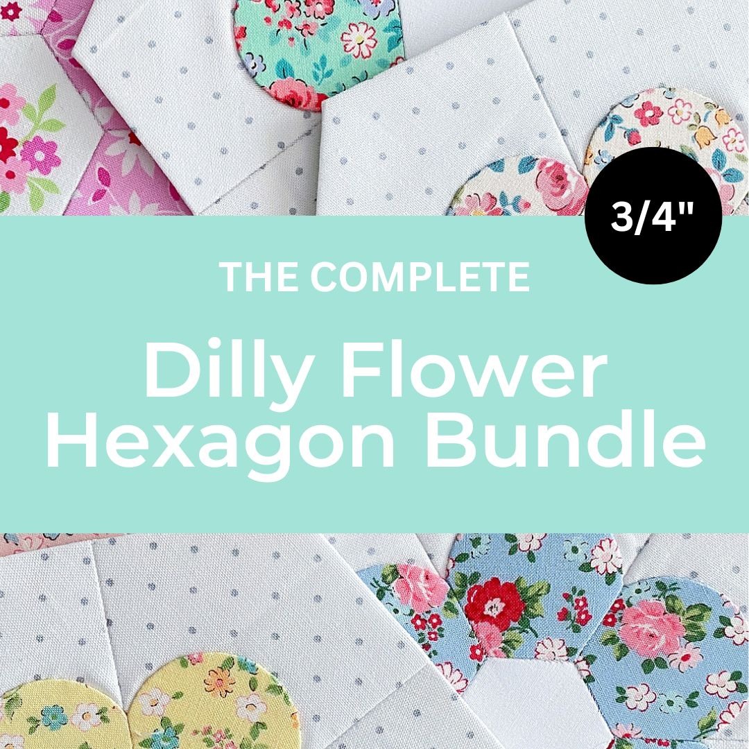 3/4" Dilly Flower Hexagon Complete Bundle with papers and acrylic templates
