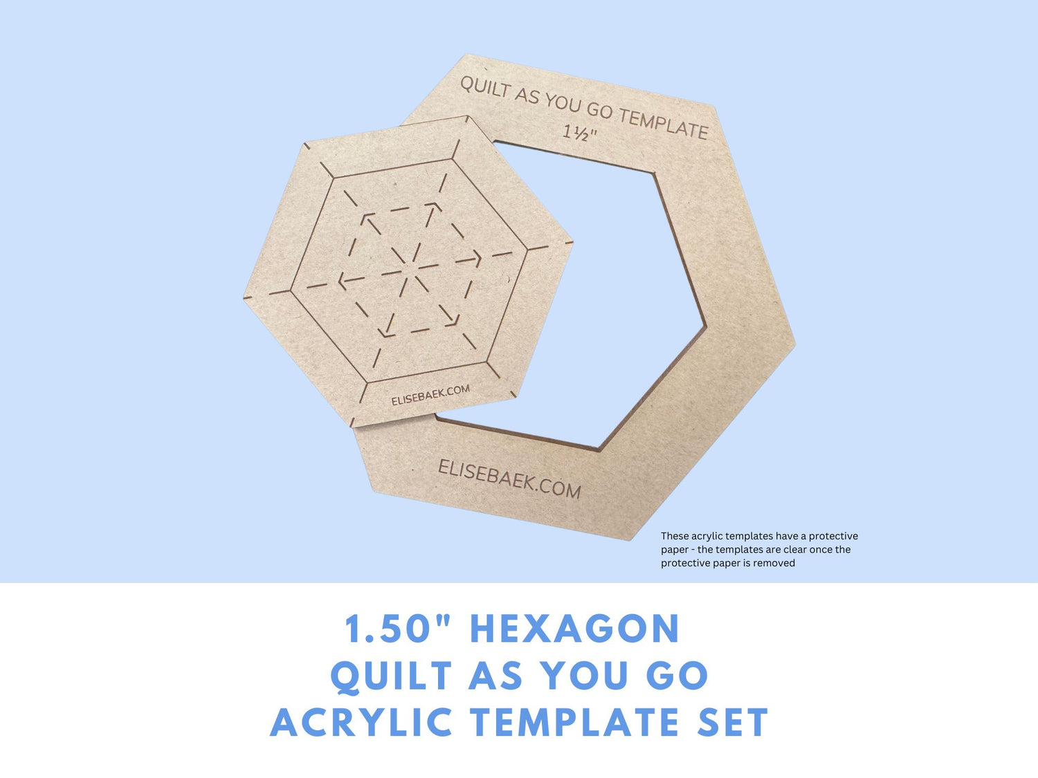 1.5" Hexagon  Quilt As You Go Template Set