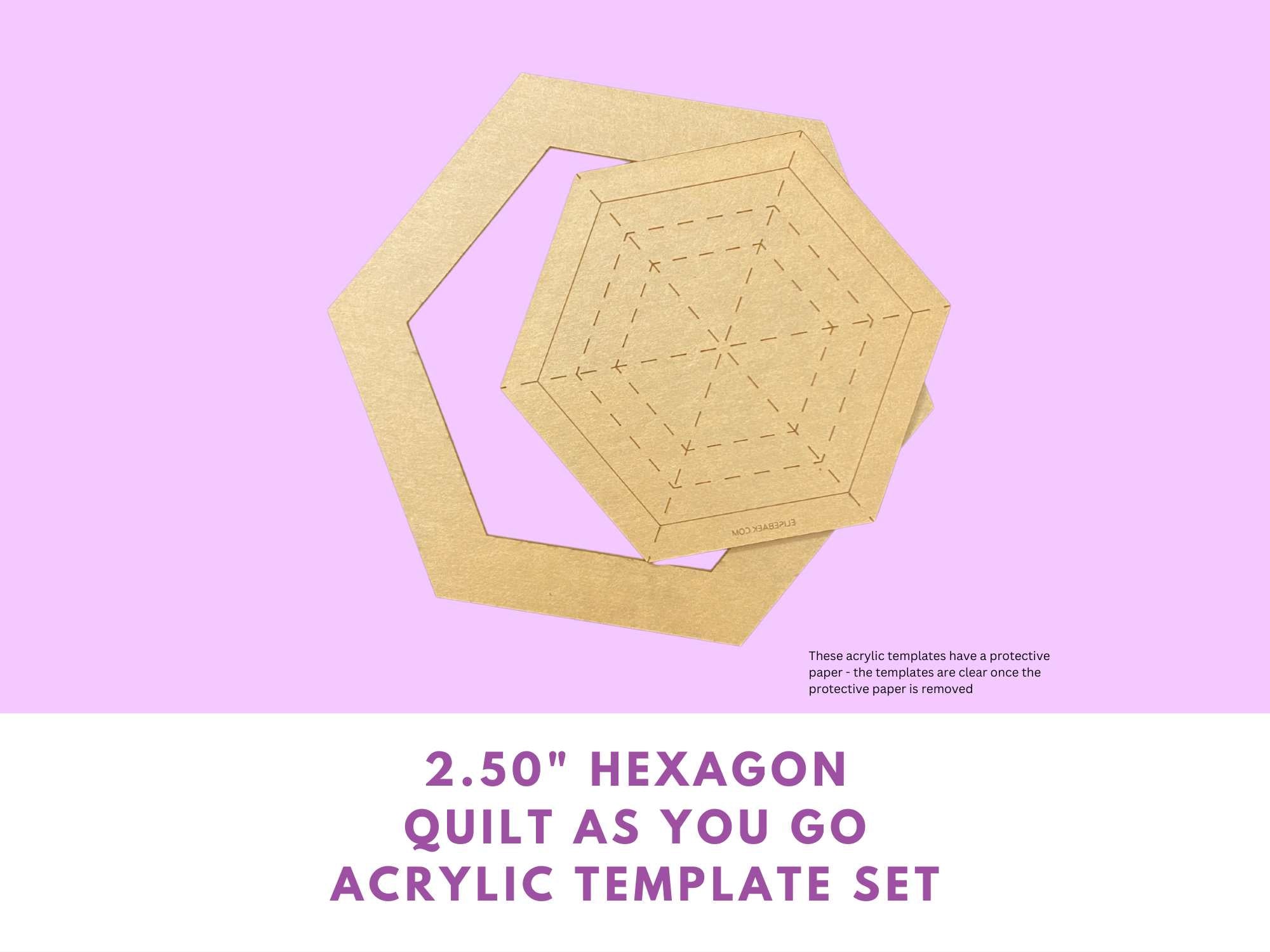 2.5" Hexagon  Quilt As You Go Template Set