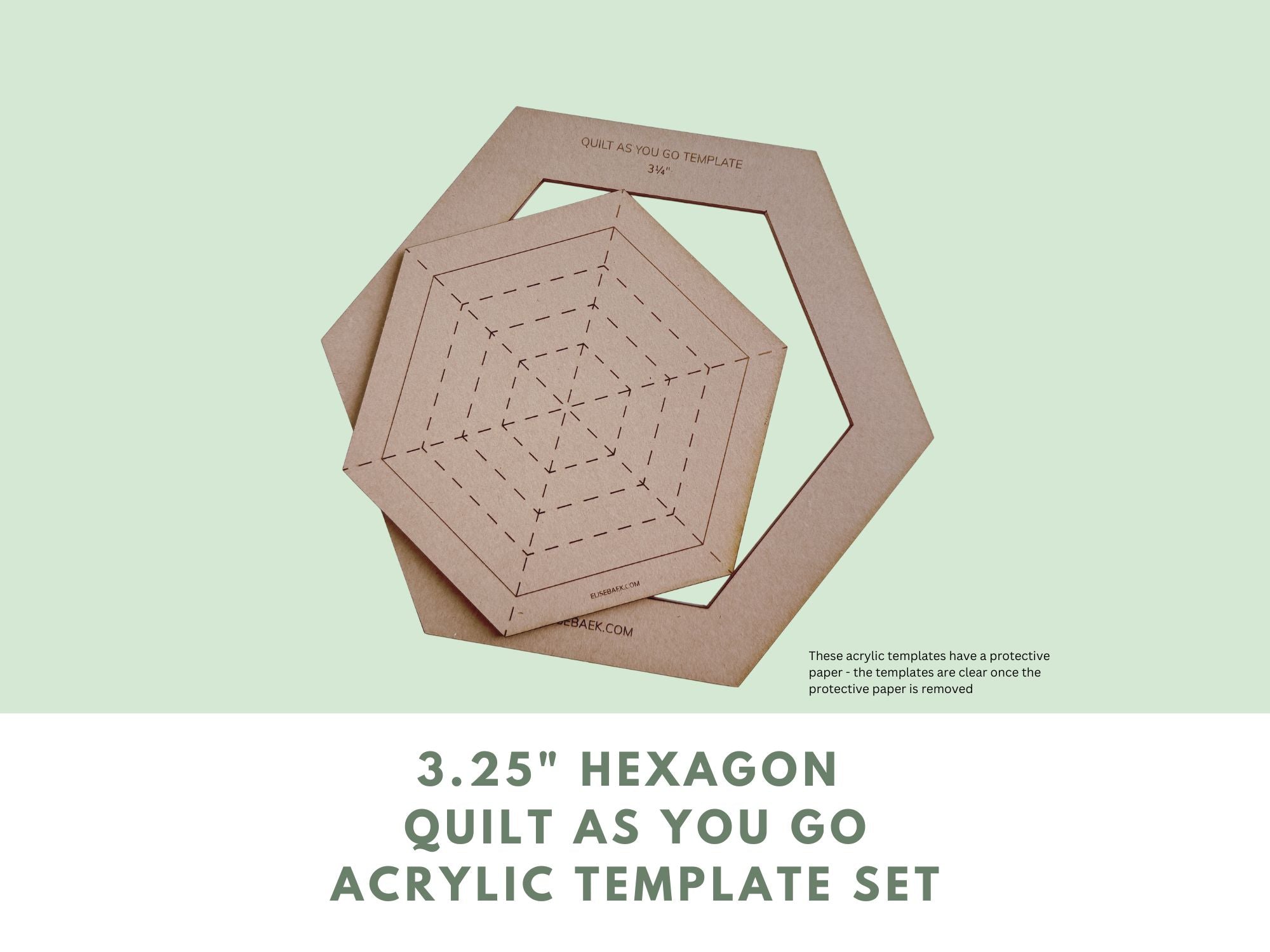 3.25" Hexagon  Quilt As You Go Template Set