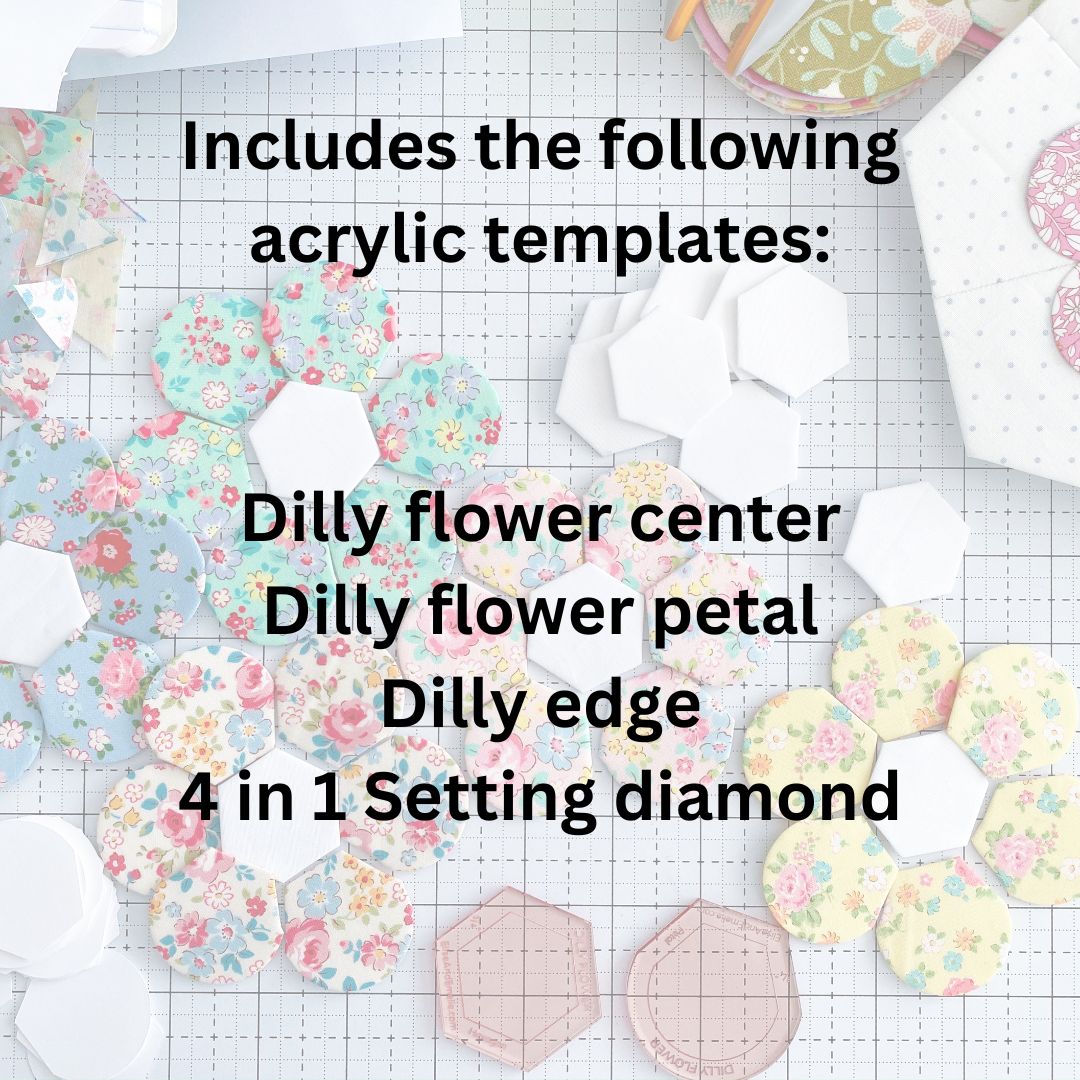 1/2" Dilly Flower Hexagon Complete Bundle with papers and acrylic templates
