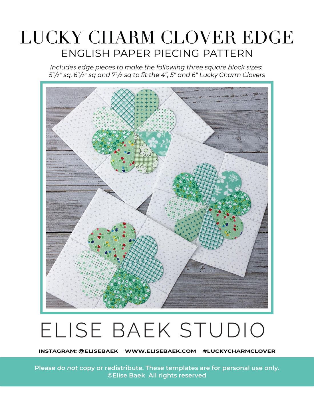 Lucky Charm Clover Edge EPP Pattern